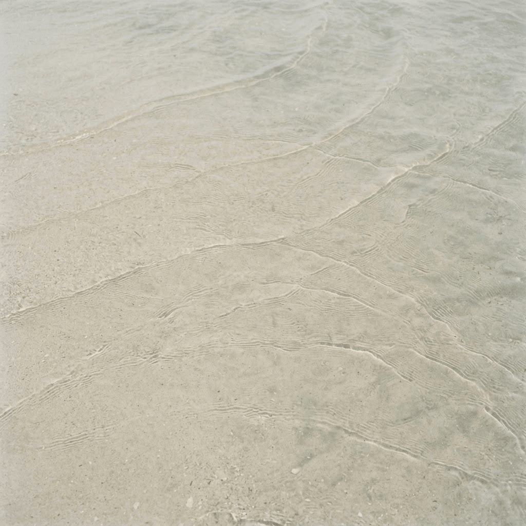 Soft ripples of shallow water over pale sand